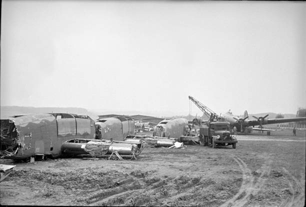 Wrecks of American bombers are scrapped Switzerland 1946 Old Photo Wrecks of American bombers are scrapped Switzerland 1946 Old Photo