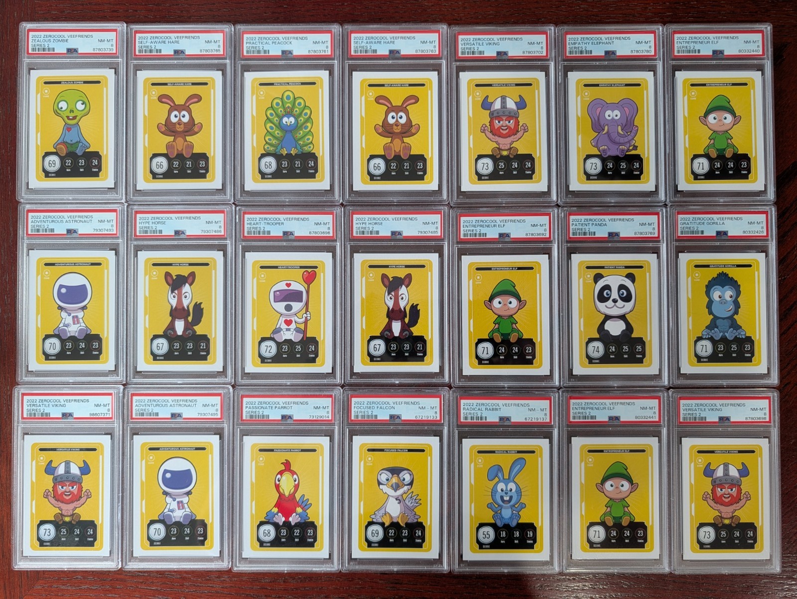 LOT (21) VeeFriends Series 2 TCG Graded PSA 8 Astronaut Elephant Horse Elf Hare LOT (21) VeeFriends Series 2 TCG Graded PSA 8 Astronaut Elephant Horse Elf Hare