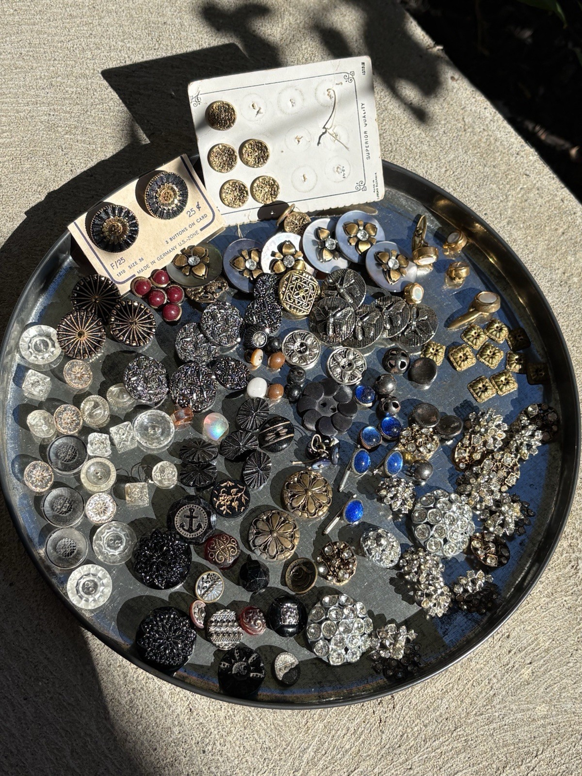 Huge 5 LB Vintage Estate Button Lot Glass Metal Rhinestone Victorian Edwardian