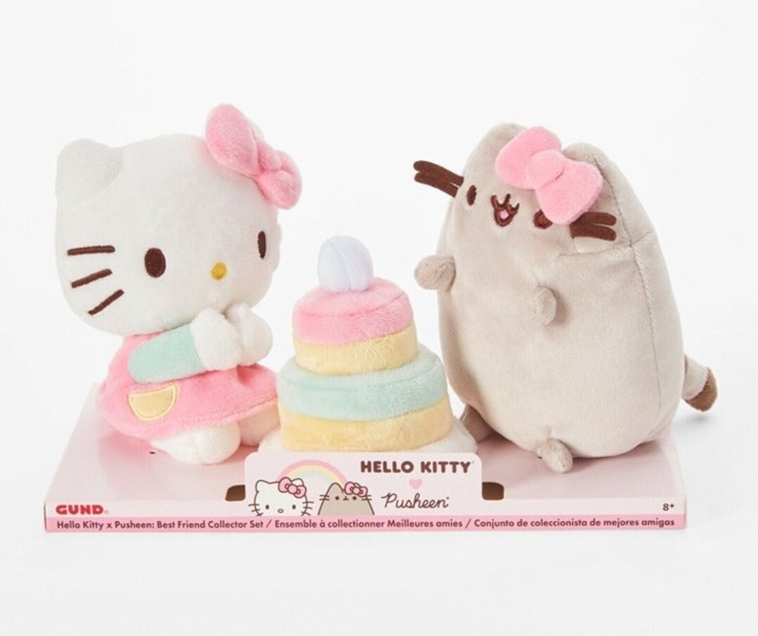 GUND Hello Kitty x Pusheen Best Friend Collector Birthday Plush Set NEW IN BAG GUND Hello Kitty x Pusheen Best Friend Collector Birthday Plush Set NEW IN BAG