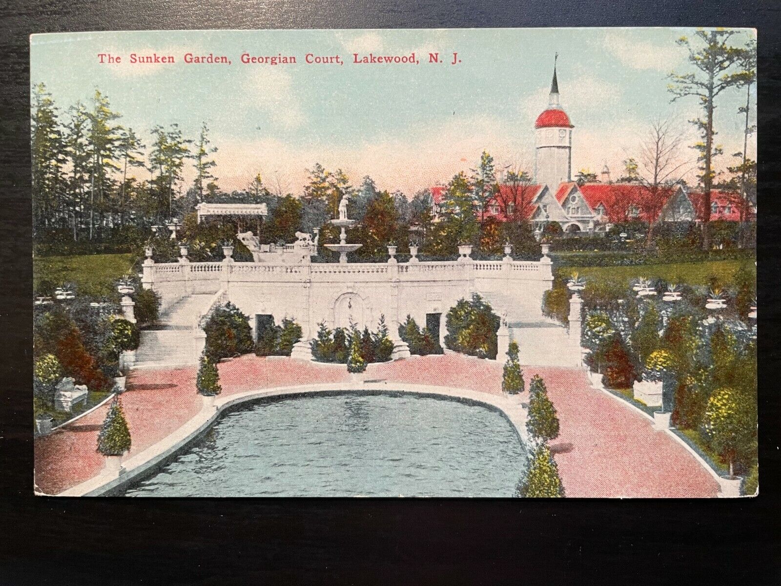 Vintage Postcard 1907-1915 The Sunken Garden Georgian Court College Lakewood NJ