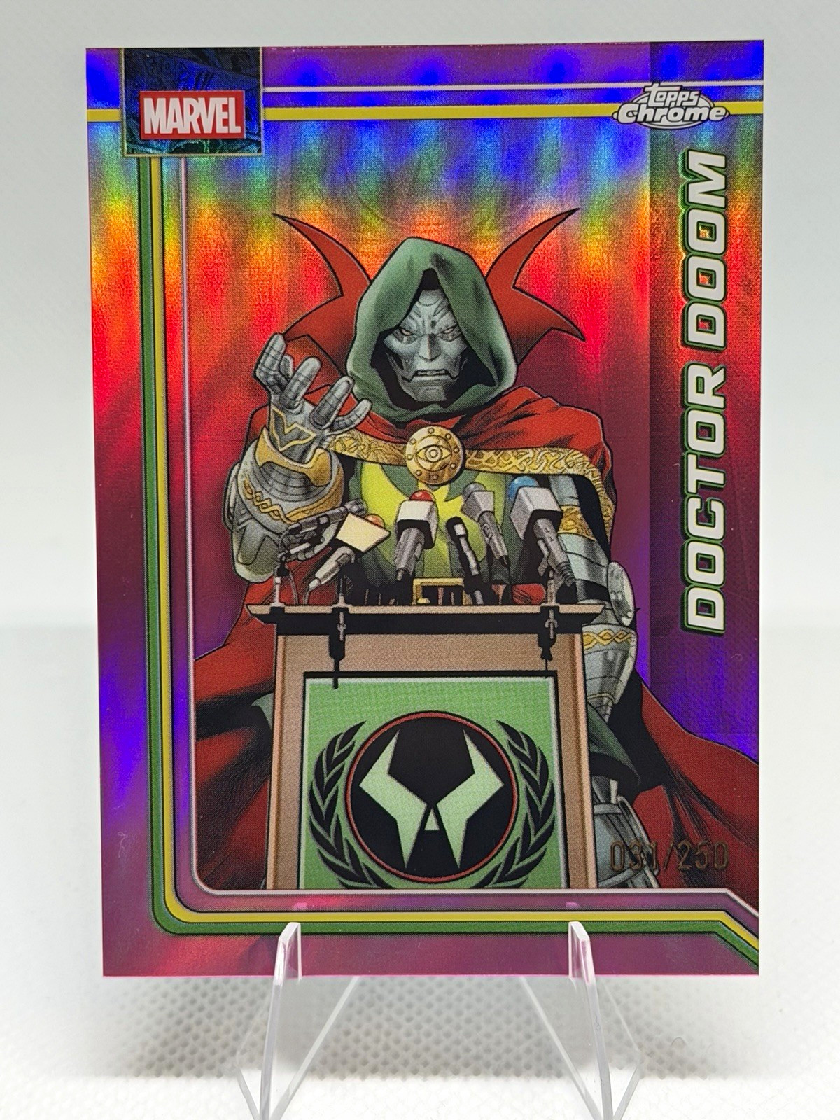 Topps 2026 Topps Chrome Marvel Doctor Doom #028 Pink Refractor 39/250 Topps 2026 Topps Chrome Marvel Doctor Doom #028 Pink Refractor 39/250