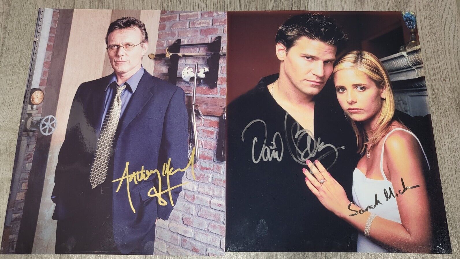 3 X Buffy The Vampire Slayer Autographs Signed David Boreanaz Sarah Michelle...