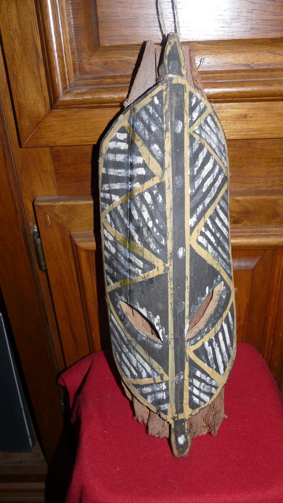 OLD Brazilian Amazon Indian Tribal Wood Mask with Bark Hood OLD Brazilian Amazon Indian Tribal Wood Mask with Bark Hood