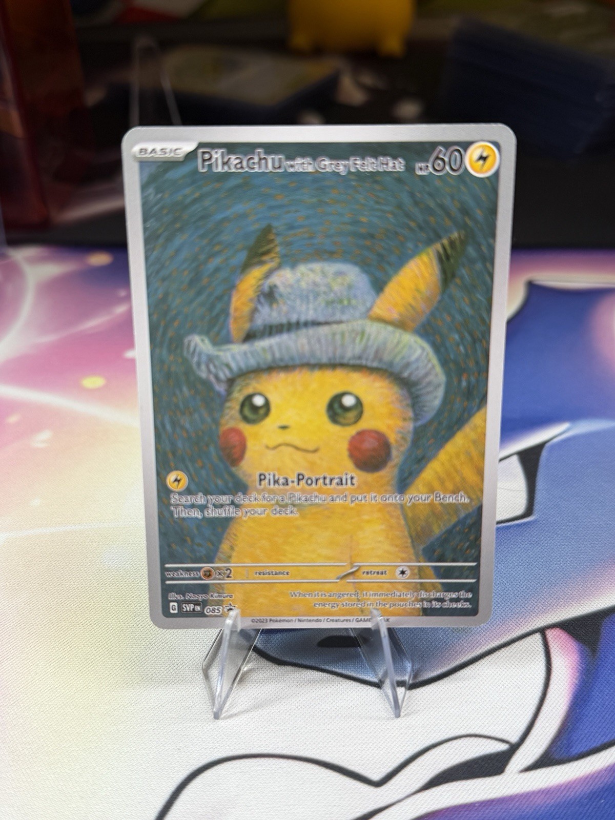 PROXY Pokemon Van Gogh Museum Pikachu With Grey Felt Hat 085 Proxy Promo Card. PROXY Pokemon Van Gogh Museum Pikachu With Grey Felt Hat 085 Proxy Promo Card.