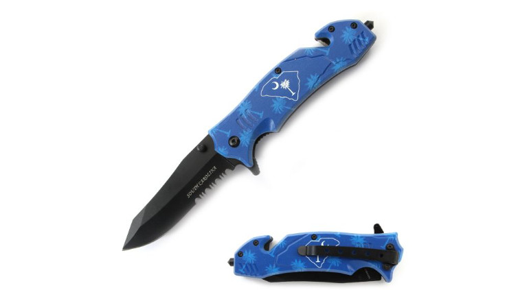 Tac-Force South Carolina Flag Serrated Rescue Spring Assisted Pocket Knife 8 Tac-Force South Carolina Flag Serrated Rescue Spring Assisted Pocket Knife 8