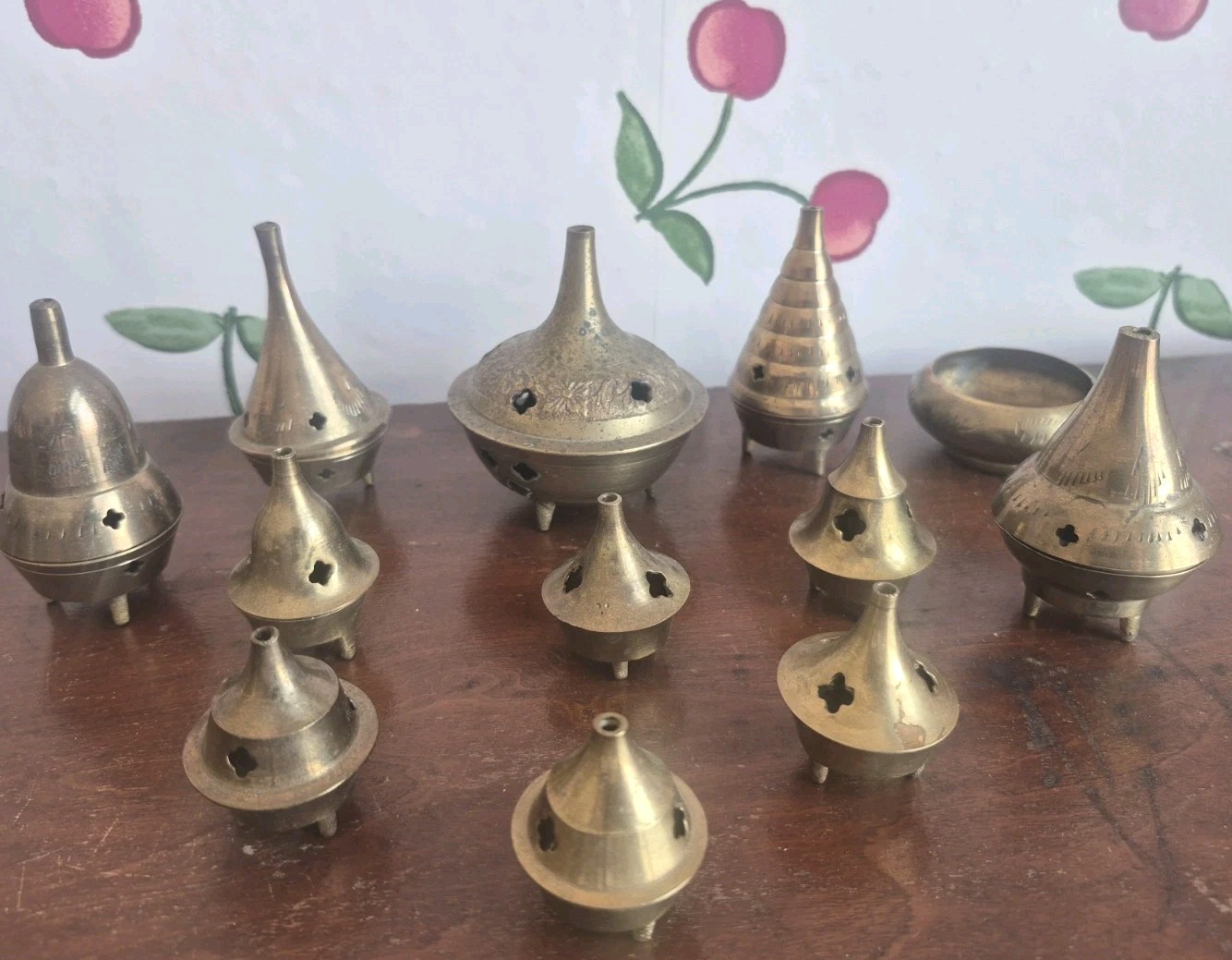 Dozen Vintage Incense Brass Cone Beehive Burning Chimney India Patina 