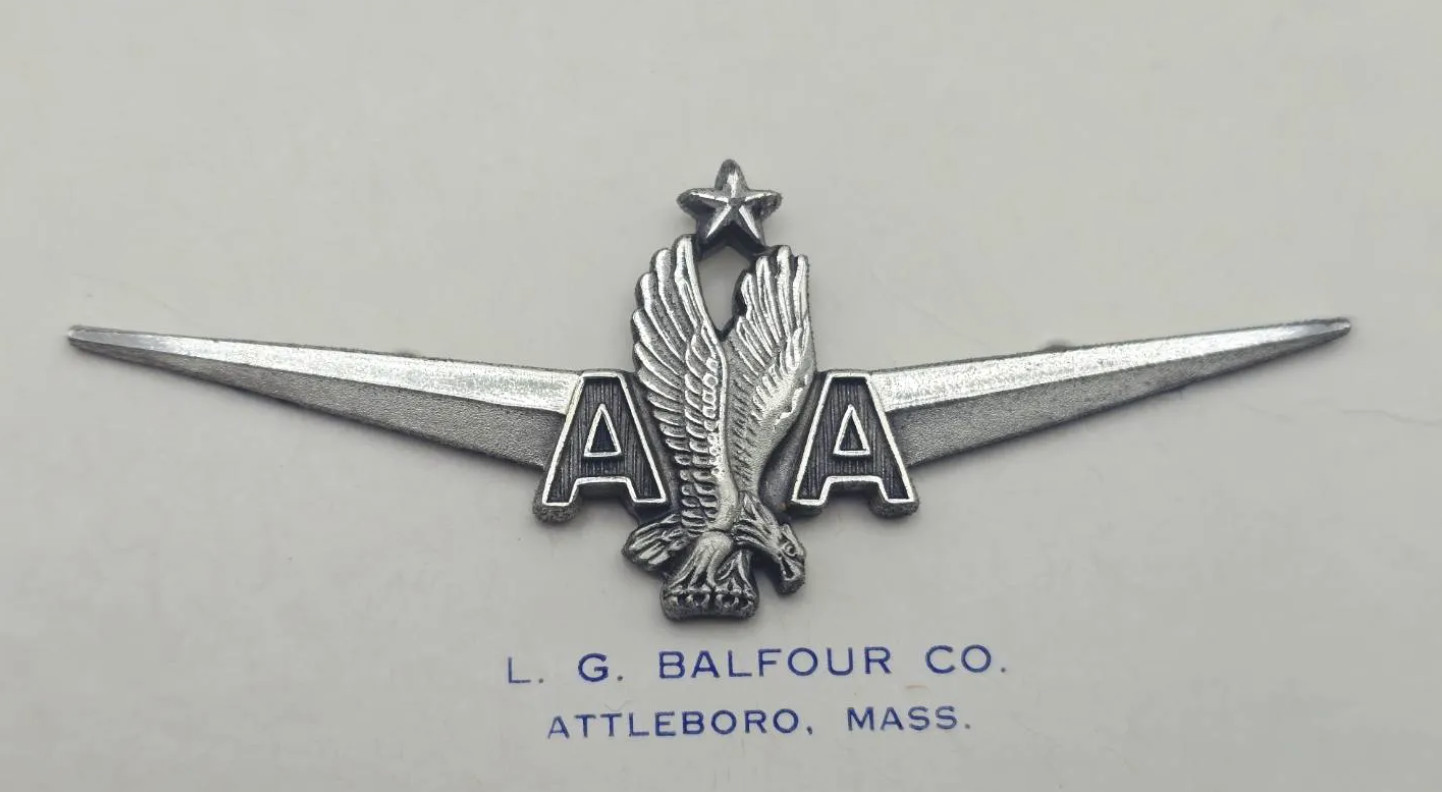 Vtg 1960s American Airlines Captain Pilot Wings Badge LGB Balfour SF Silver Fill Vtg 1960s American Airlines Captain Pilot Wings Badge LGB Balfour SF Silver Fill