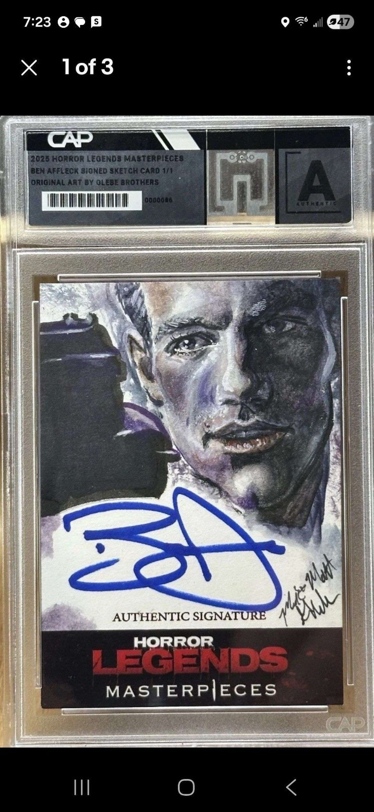Horror Legends 1/1 Sketch Signed By Ben Affleck Art By Glebe Brothers . Phantoms Horror Legends 1/1 Sketch Signed By Ben Affleck Art By Glebe Brothers . Phantoms