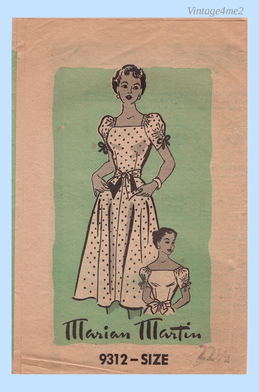 1950s Vintage Marian Martin Pattern 9312 Charming Plus Size Womens Dress 42 Bust 1950s Vintage Marian Martin Pattern 9312 Charming Plus Size Womens Dress 42 Bust