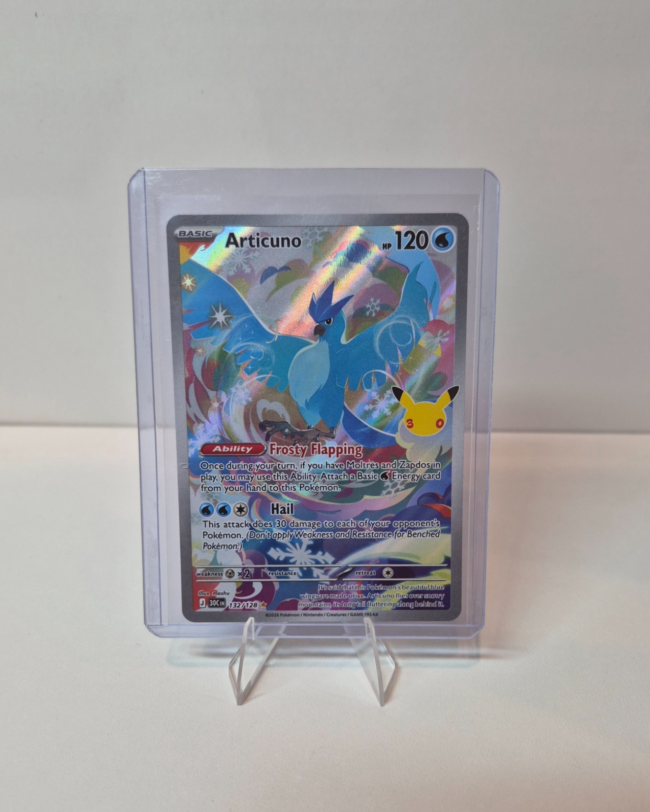 Pokemon 30th Anniversary Articuno 132/128 Illustration Rare Holo English NM Pokemon 30th Anniversary Articuno 132/128 Illustration Rare Holo English NM