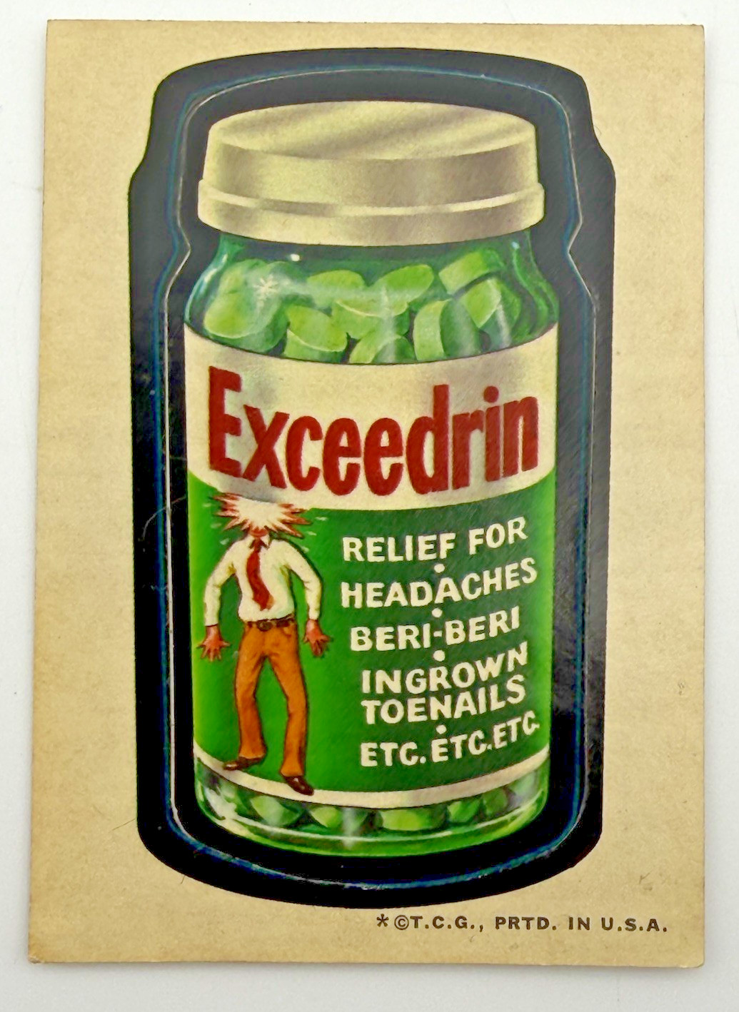 1973 Topps Wacky Packages Series 2 Exceedrin Sticker Tan Back 1973 Topps Wacky Packages Series 2 Exceedrin Sticker Tan Back