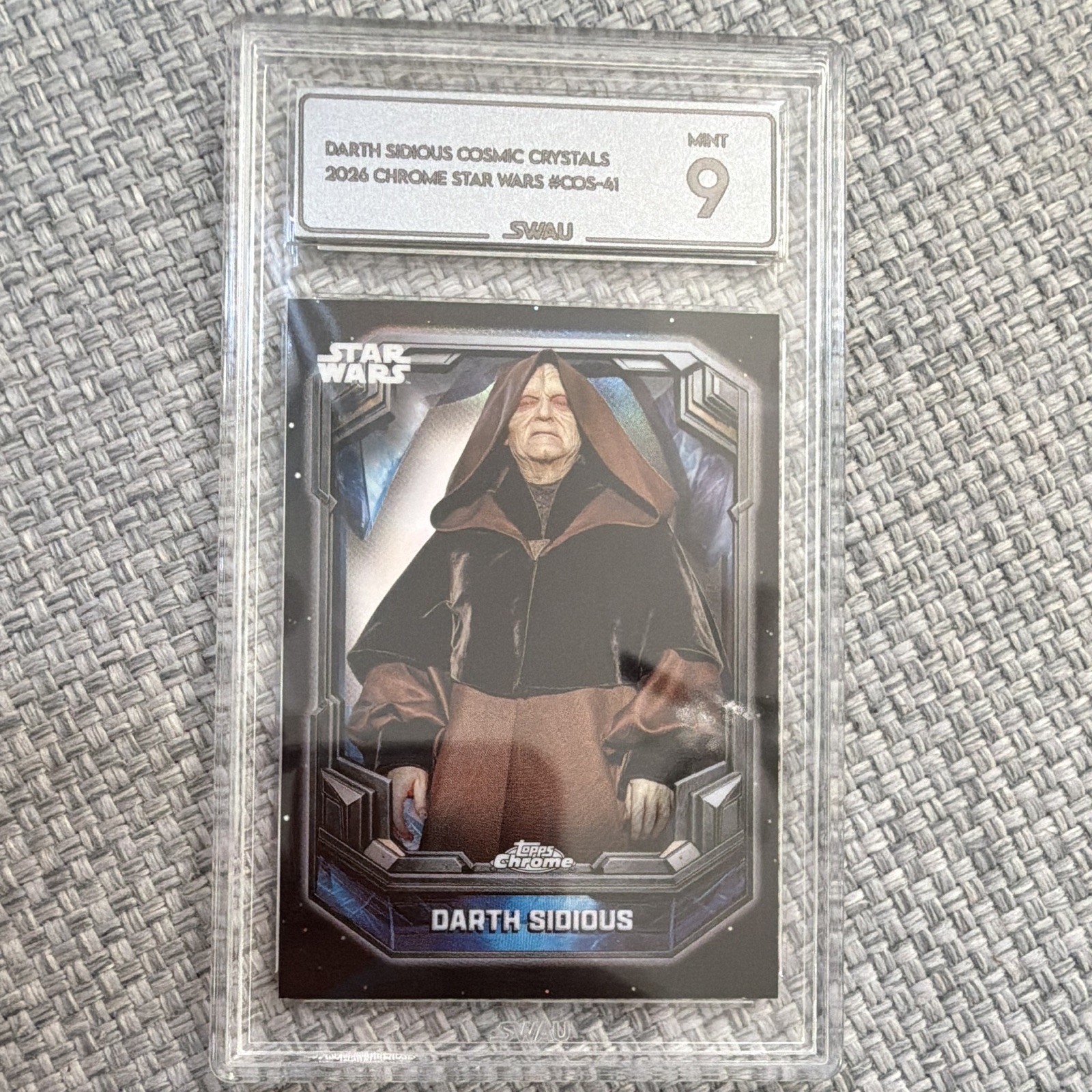 Topps 2026 Chrome Star Wars Cosmic Crystals Darth Sidious SSP SWAU Encap Mint Topps 2026 Chrome Star Wars Cosmic Crystals Darth Sidious SSP SWAU Encap Mint