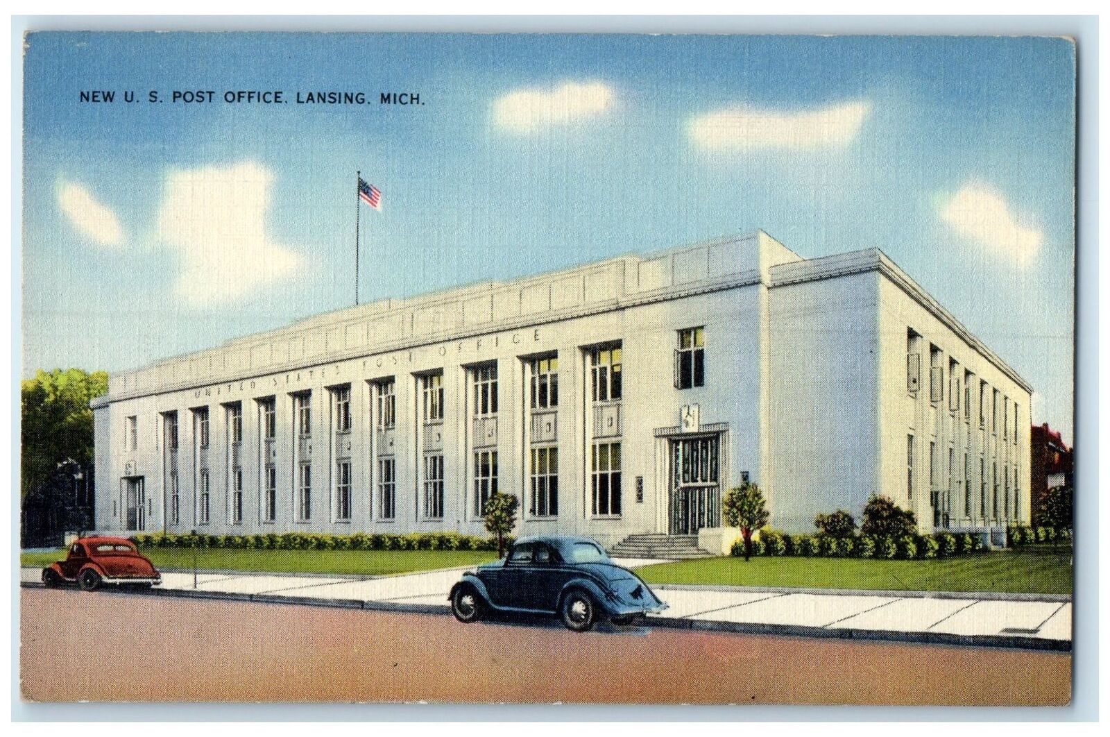 c1940s New United States Exterior Roadside Lansing Michigan MI Unposted Postcard