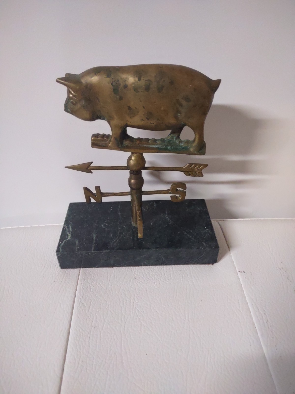 Vintage Sigma the Tastesetter Mini Pig Weathervane Paperweight on Marble Base