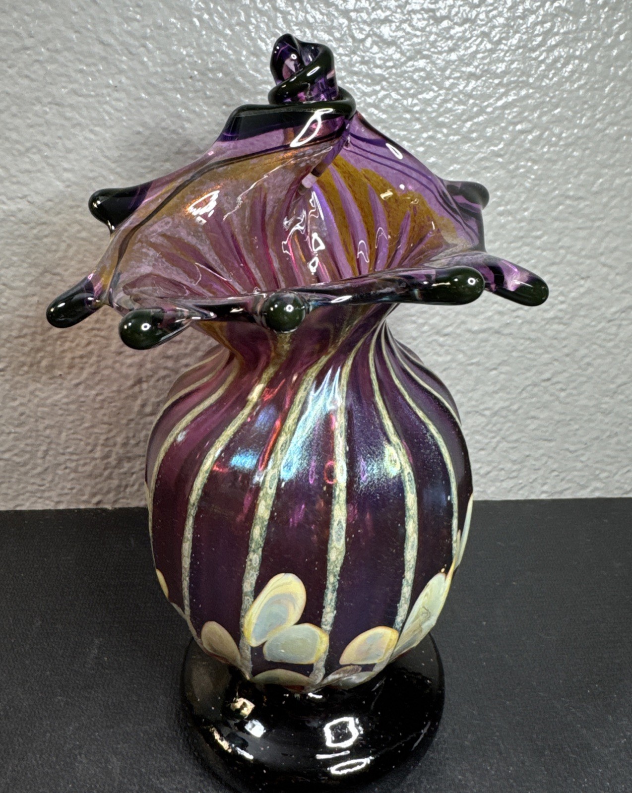 Stunning signed Mariusz Rynkiewicz modern Twisted Pulpit  art deco glass vase🔥