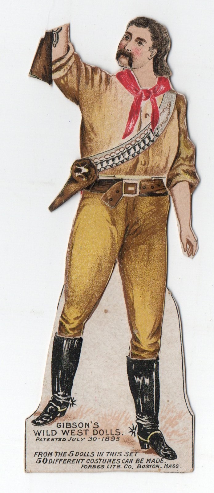 Antique 1895 Gibson's Wild West Paper Doll Cowboy Forbes Litho Boston Patented Antique 1895 Gibson's Wild West Paper Doll Cowboy Forbes Litho Boston Patented