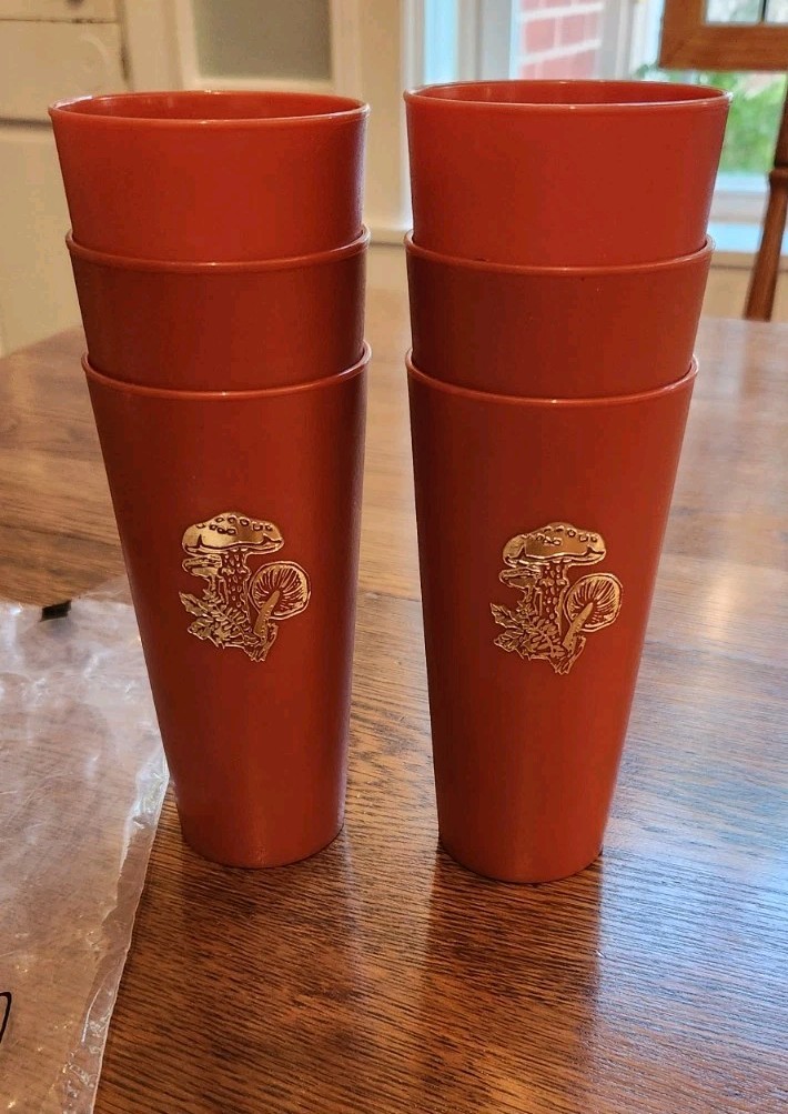 Vintage NASCO Set of 6 Rust Copper Brown 14 oz Mushroom Tumblers New In Sleeve Vintage NASCO Set of 6 Rust Copper Brown 14 oz Mushroom Tumblers New In Sleeve