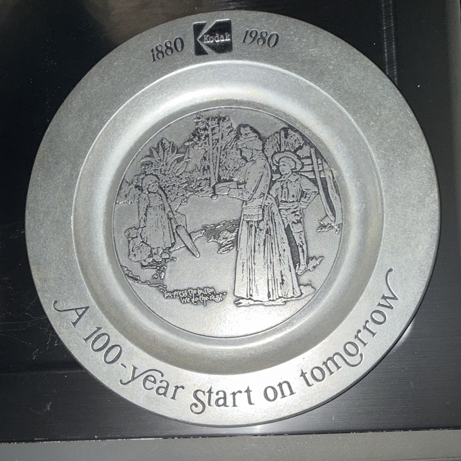 Kodak 1880-1980 Pewter Commemorative Anniversary Collector Plate Round 80-36 Kodak 1880-1980 Pewter Commemorative Anniversary Collector Plate Round 80-36
