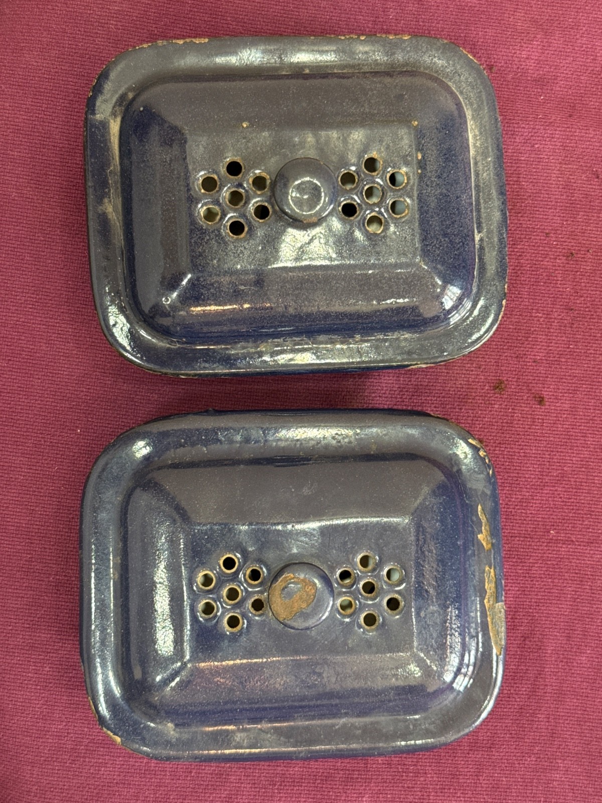 1930s vintage cobalt blue iron enamel soap case Made In Japan Lot Of Two 1930s vintage cobalt blue iron enamel soap case Made In Japan Lot Of Two