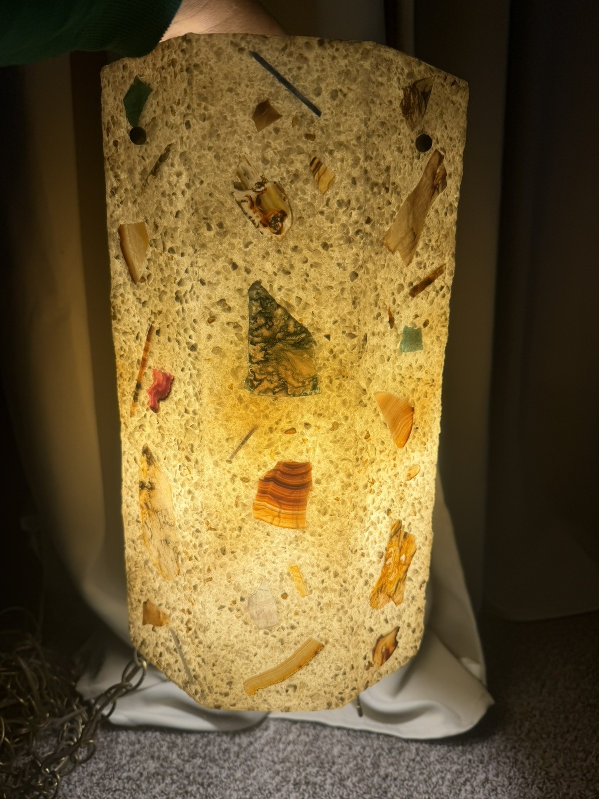 Vtg MCM Chunk Lucite Rock Candy Swag Lamp plug in