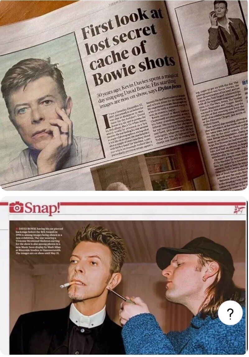 2 David Bowie Unseen Photos Exhibition Brit Awards 1996 Newspap Article Clipping