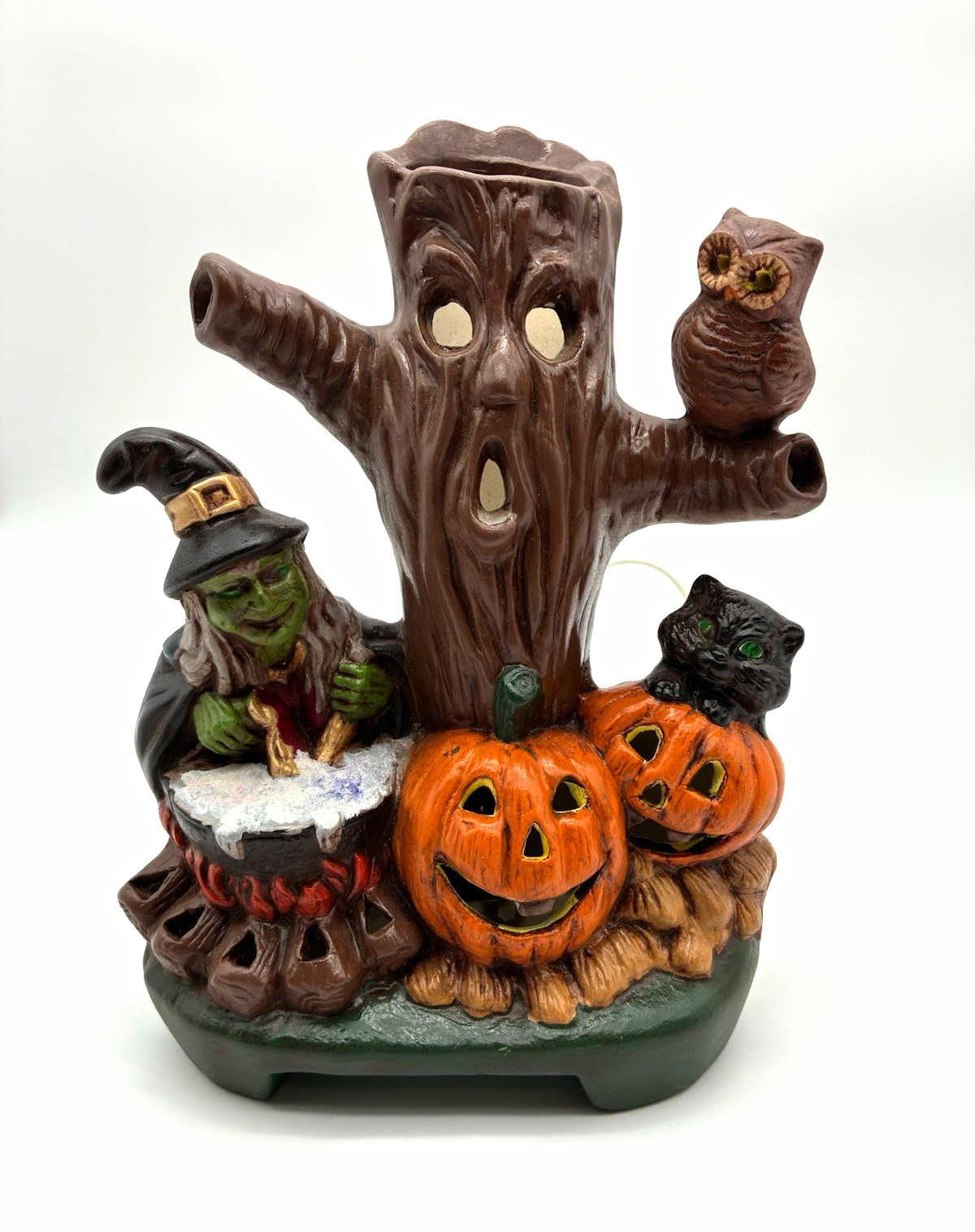 Vintage 1983 Modern Lightcraft Halloween Witch Pumpkin Cat Owl Light