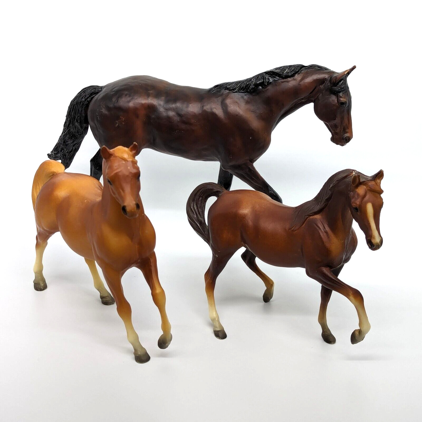 Vintage Breyer Horse Figurine Set of 3 Brown Arabian Mare & Two Foals Equestrian