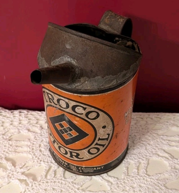 Rare 1930s Troco Motor Oil Can Hand-Soldered Shop Oiler Tulsa OK Relic
