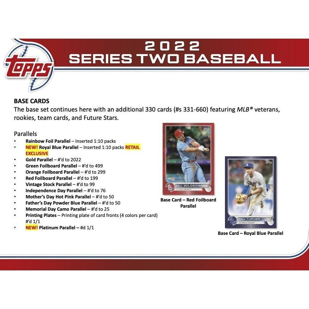 2022 Topps Series 2 Baseball - (330) Card Complete Base Set #331-660