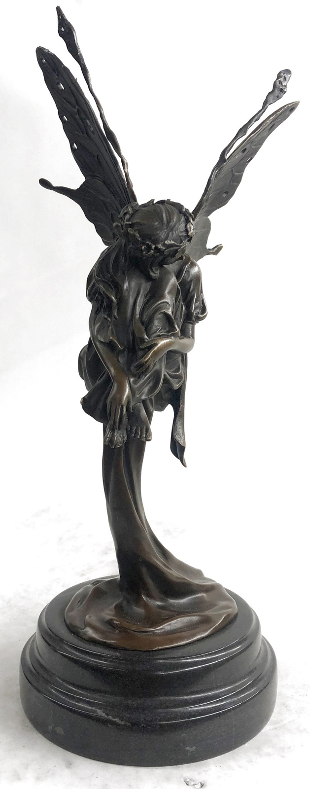 Signed Original Fairy With Wings Goddess Bronze Marble Sculpture Statue Hot Cast