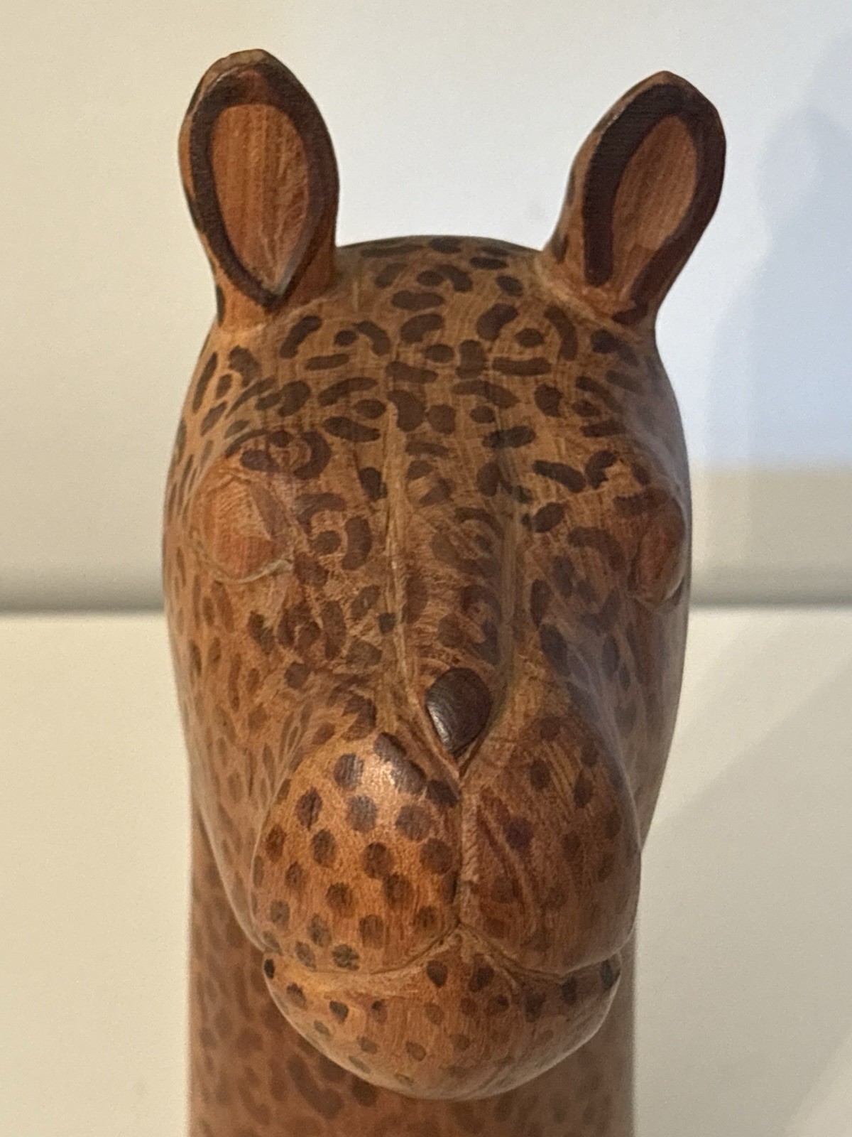 Vintage Kenya Art Cheetah Carving Solid Wood Handcarved Bust Sculpture 8.5”