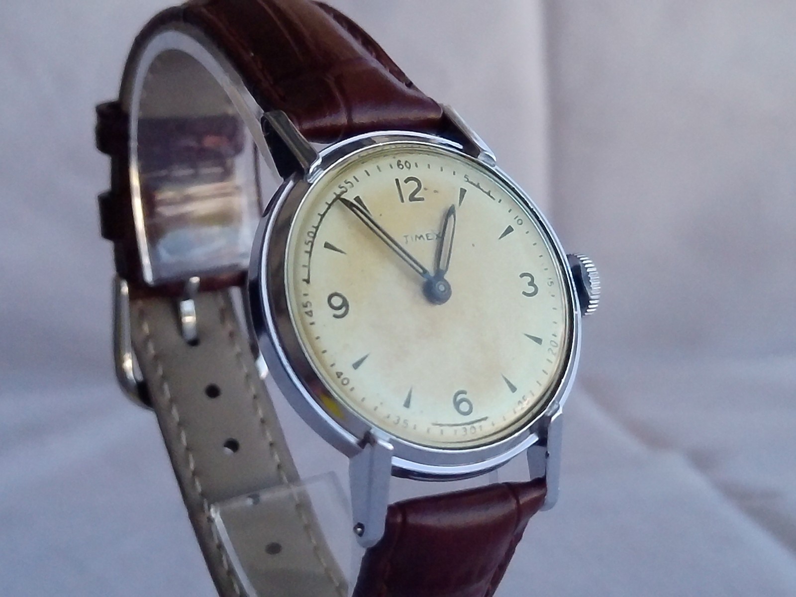 Vintage Timex Marlin Mechanical Watch 34.2mm 1960 Patina Dial Manual Wind Runs