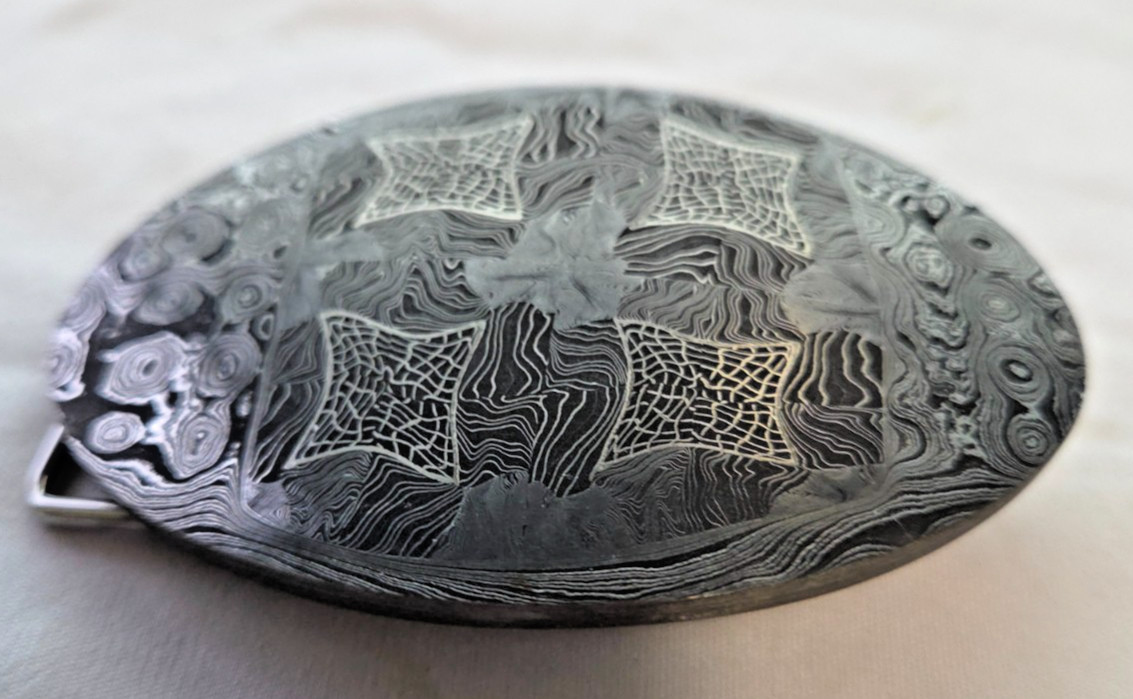 Chad Nichols Mosaic Damascus Steel Belt Buckle – Handcrafted 3.5\ Chad Nichols Mosaic Damascus Steel Belt Buckle – Handcrafted 3.5\