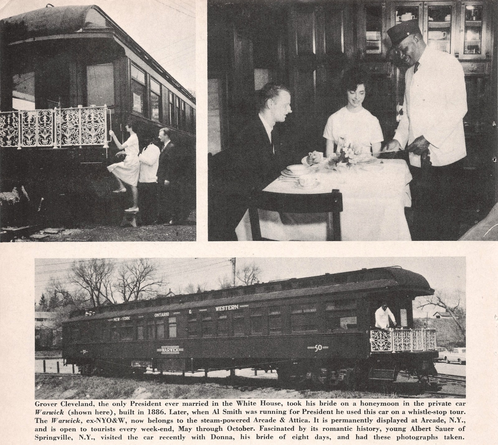 Grover Cleveland Private Rail Car Warwick Arcade Attica NY 1886 Vtg Mag Excerpt