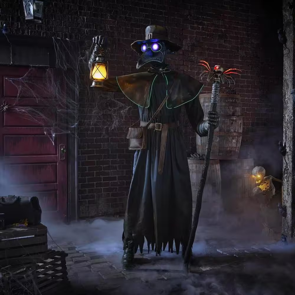 7 Ft Animated LED Plague Doctor Halloween Animatronic Decoration