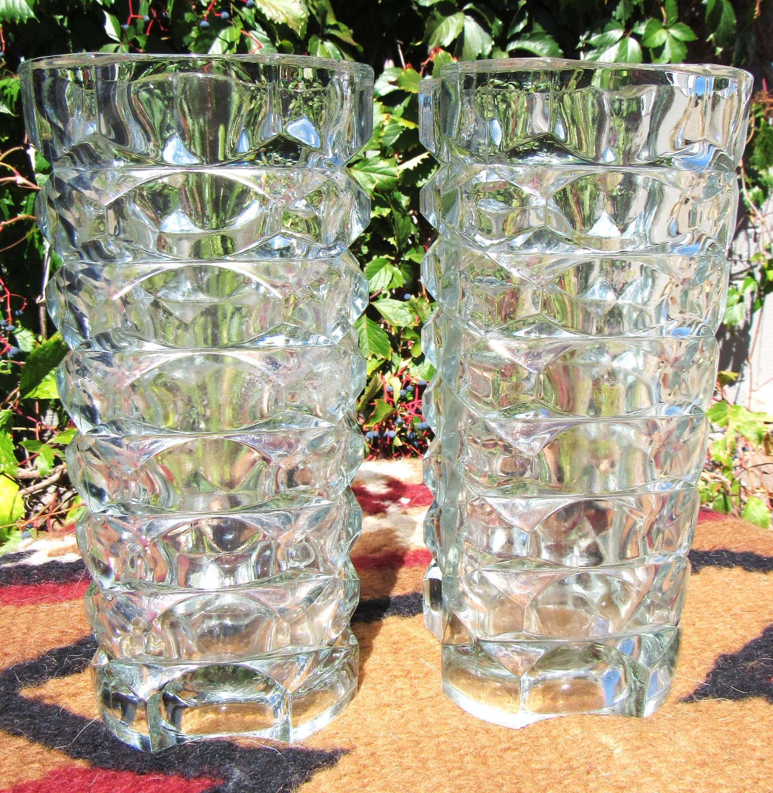 Pr Vintage French Luminarc Windsor Vases J.G. Durand 70's MCM Art Deco Mid Cent. Pr Vintage French Luminarc Windsor Vases J.G. Durand 70's MCM Art Deco Mid Cent.