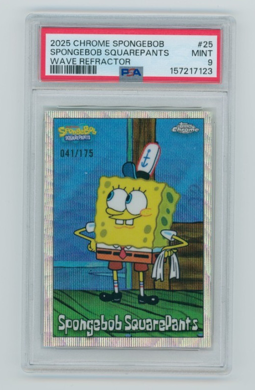 2025 Topps Chrome Spongebob Spongebob Squarepants Wave Refractor /175 PSA 9 #25 2025 Topps Chrome Spongebob Spongebob Squarepants Wave Refractor /175 PSA 9 #25