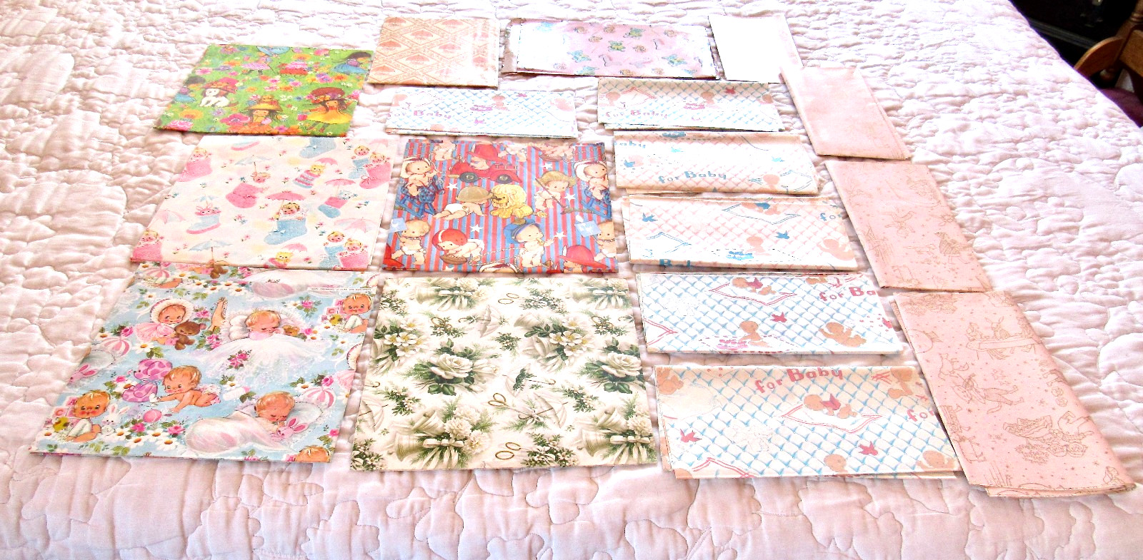 VTG 50s 60s Gift Wrap Wrapping Paper Toys Kids Wedding Dog Baby Fairy Tales More