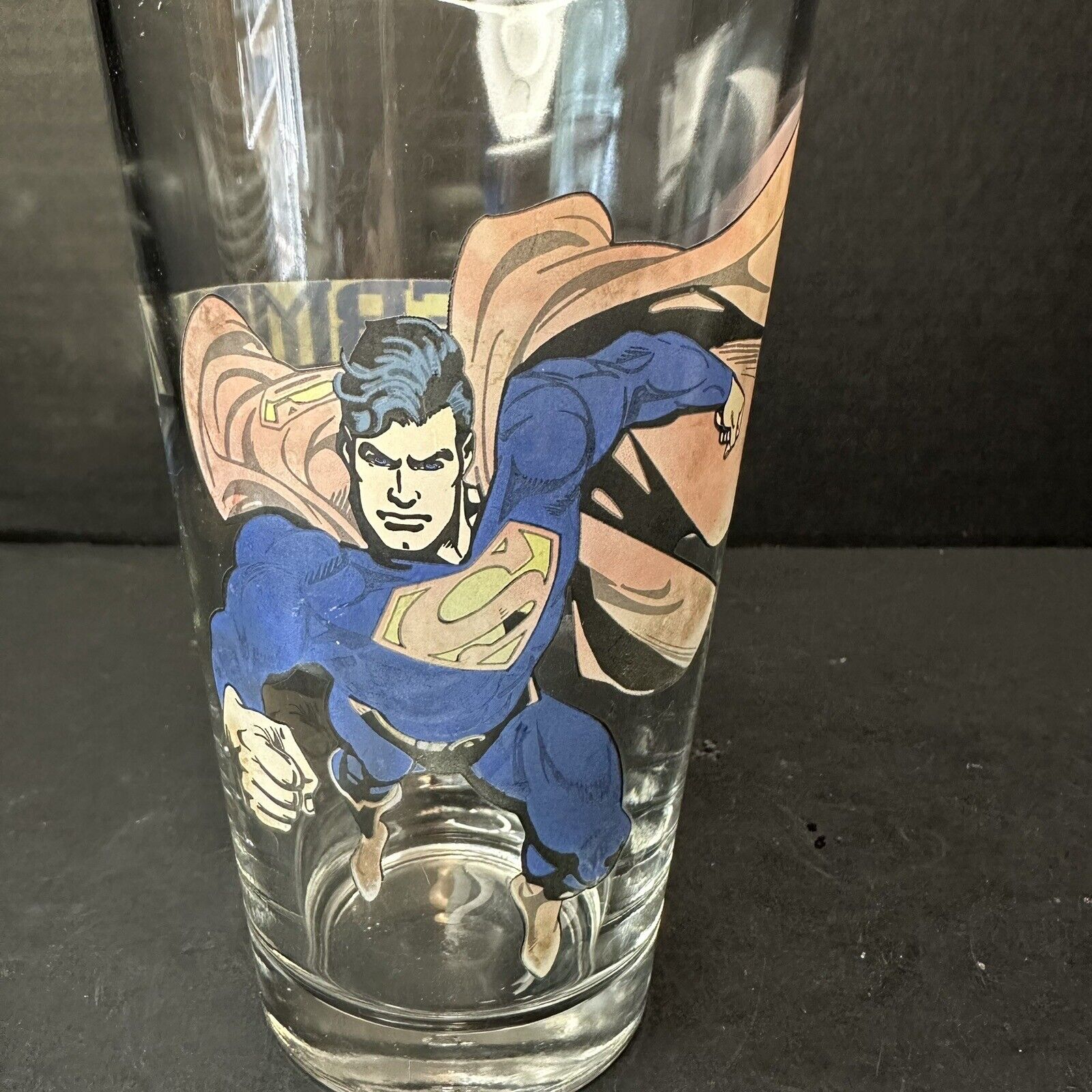 Libbey Vintage Superman 2 sided, Glass Tumbler RARE Graphic Comic Hero