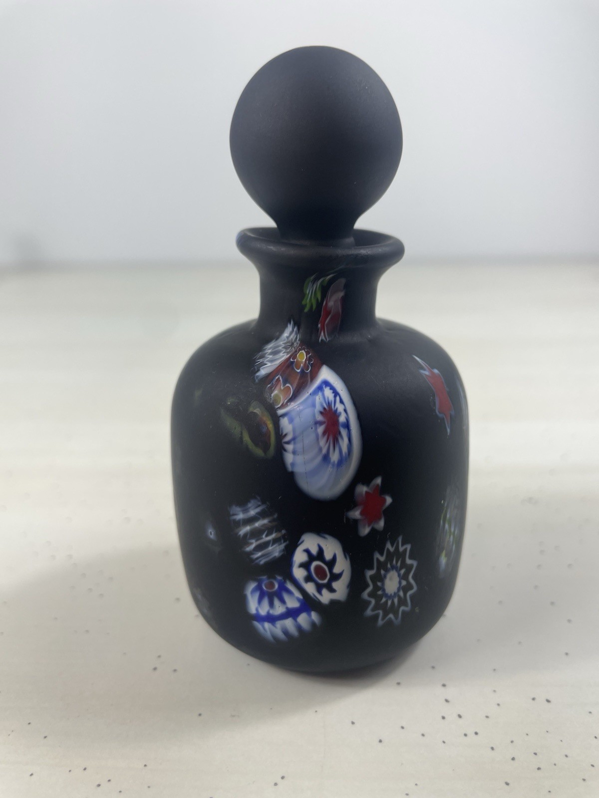 Vintage Franco Moretti Murano  Styled Glass Perfume Bottle Frosted Art Milifiori