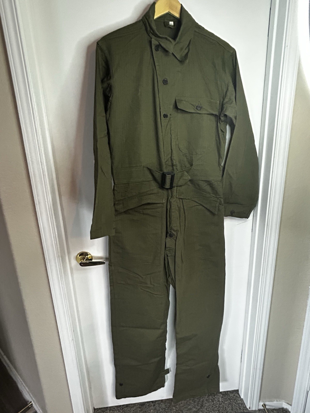Vtg WW2 HBT 13 Star Metal Button Coveralls Army Green Sz 36L (Please Read) Vtg WW2 HBT 13 Star Metal Button Coveralls Army Green Sz 36L (Please Read)