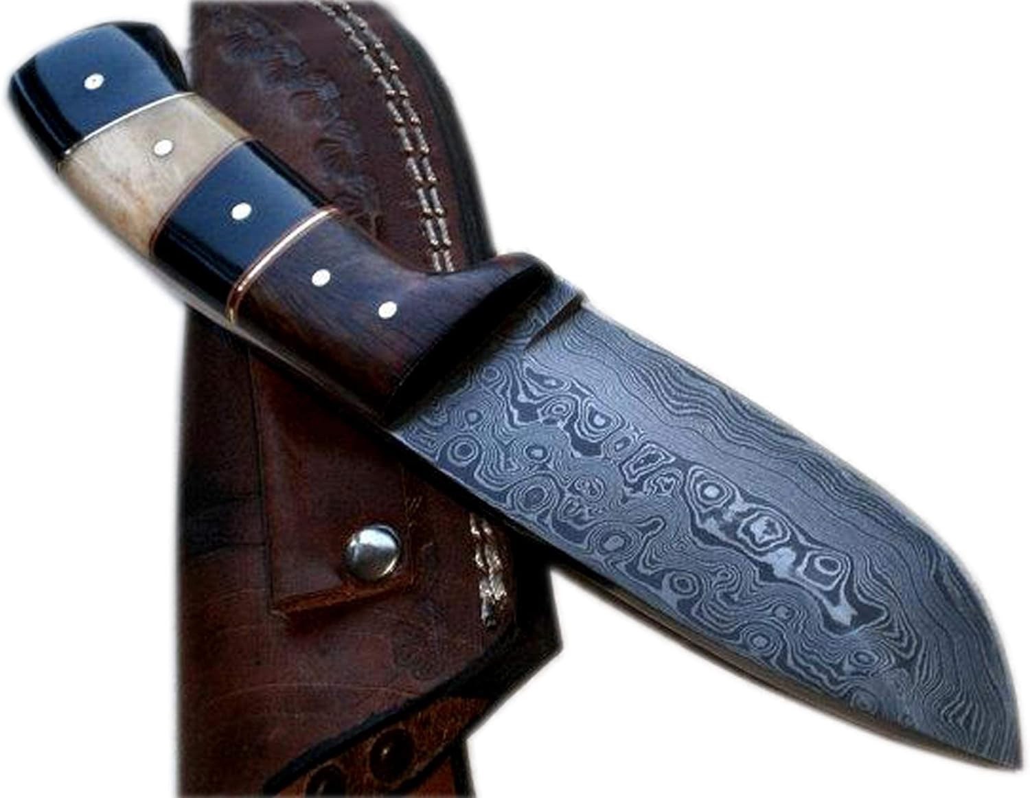 Damascus Steel Knife Handmade 8 Inches Wood/Bone/Horn Handle Knife Camping Knife Damascus Steel Knife Handmade 8 Inches Wood/Bone/Horn Handle Knife Camping Knife