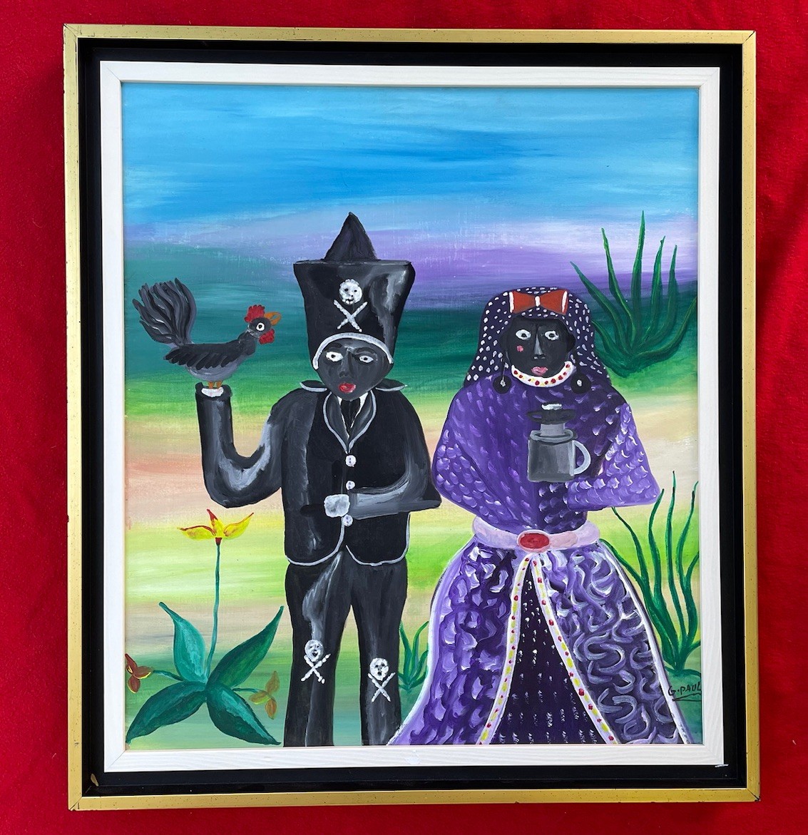 Haitian Vodou Painting ~ Gede Loas Baron Samedi & Maman Brigitte By Gerard Paul Haitian Vodou Painting ~ Gede Loas Baron Samedi & Maman Brigitte By Gerard Paul