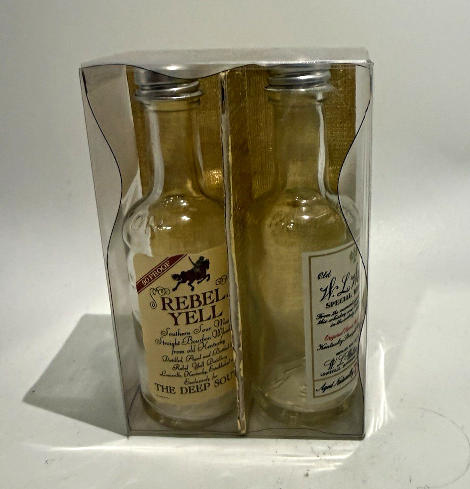 Vintage Rebel Yell & Old W.L. Weller Bourbon Bottle Salt Pepper Shakers Set #A2 Vintage Rebel Yell & Old W.L. Weller Bourbon Bottle Salt Pepper Shakers Set #A2