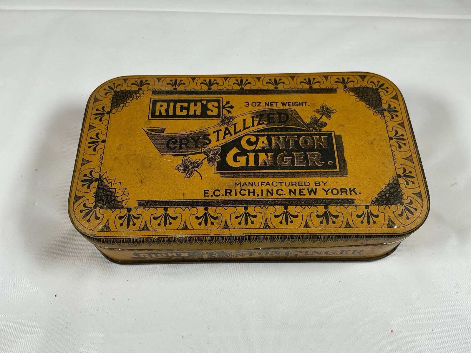 EARLY 1900s RICH\'S CRYSTALLIZED CANTON GINGER TIN ANTIQUE NEW YORK ADVERTISING EARLY 1900s RICH\'S CRYSTALLIZED CANTON GINGER TIN ANTIQUE NEW YORK ADVERTISING