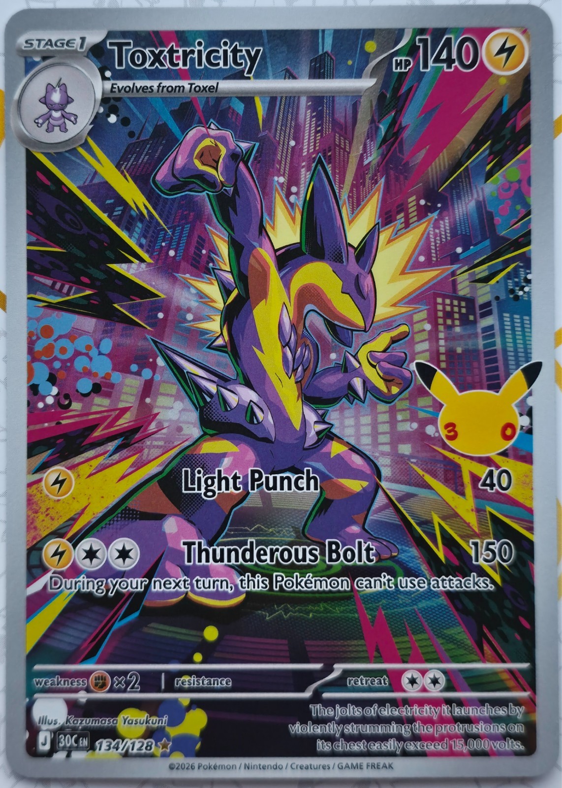 134/128 Toxtricity IR Pokémon TCG 30th Anniversary Celebration MINT Pack Fresh