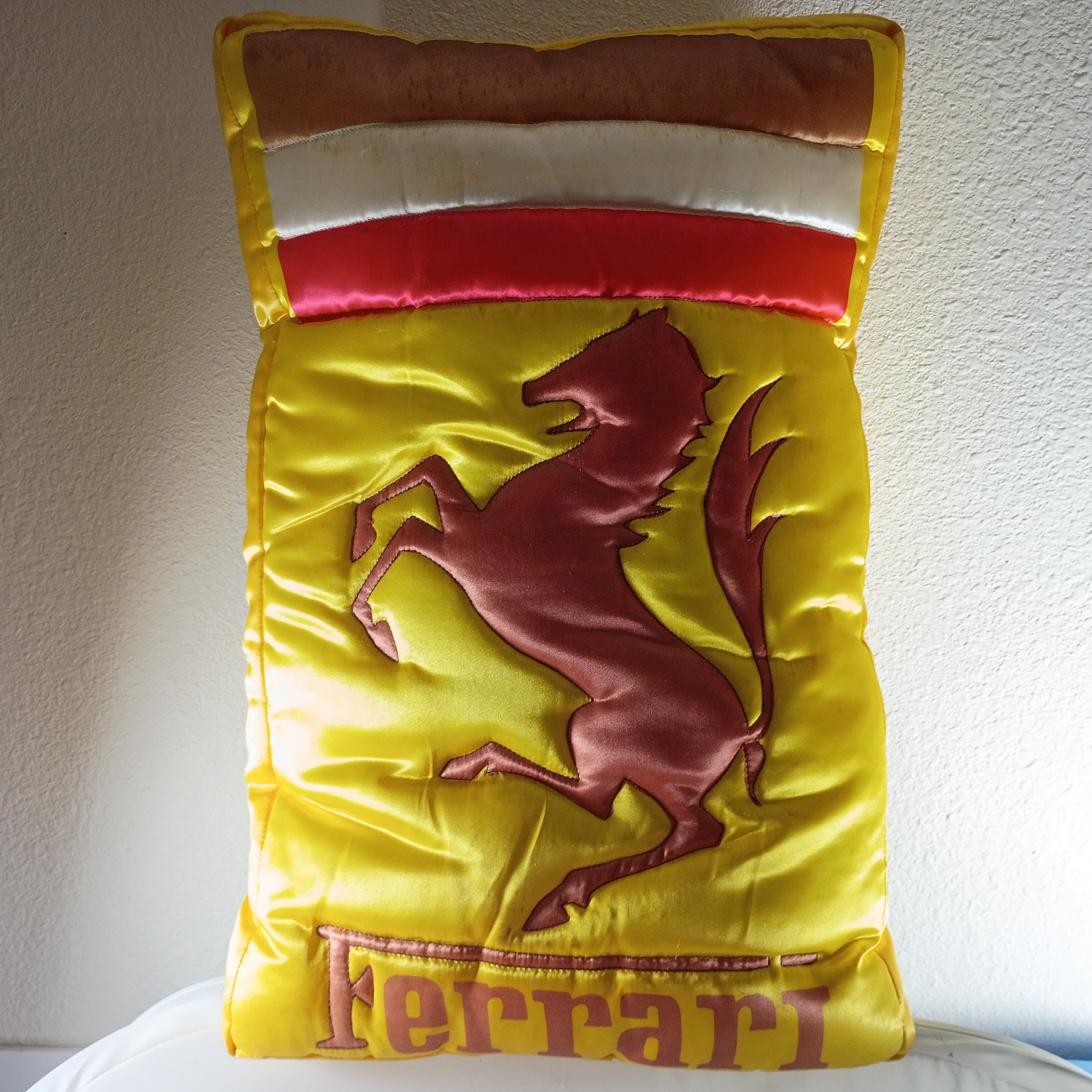 Vintage Yellow FERRARI Logo Pillow Italian RARE - 12 Vintage Yellow FERRARI Logo Pillow Italian RARE - 12