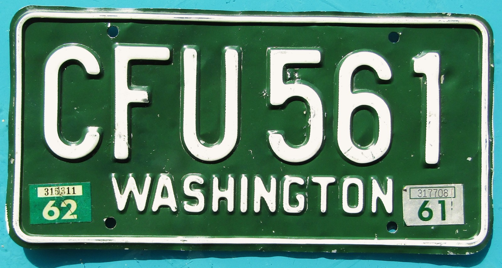 1961 1962 WASHINGTON License Plate #CFU 561