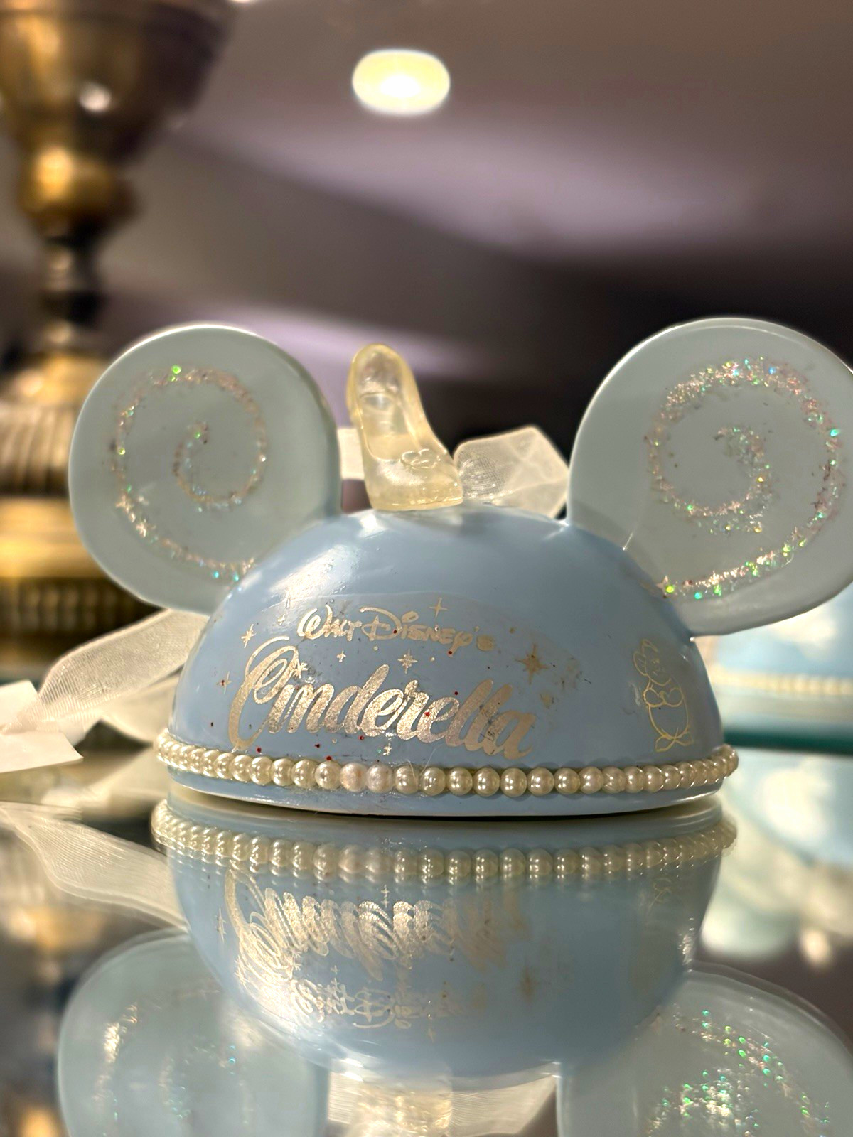 RARE Disney Cinderella Mickey Mouse Ear Hat Holiday Ornament DISPLAYED ONLY RARE Disney Cinderella Mickey Mouse Ear Hat Holiday Ornament DISPLAYED ONLY